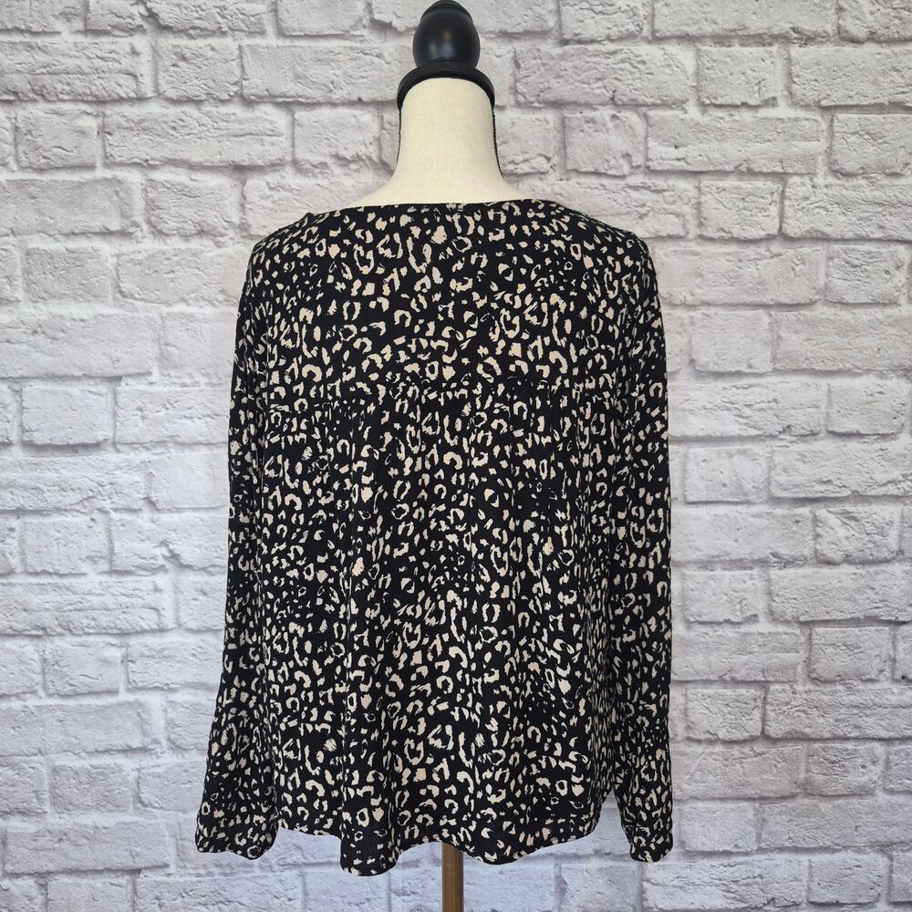 Savanna Jane Leopard Floral Embroidered V Neck Boho Blouse Top Long Sleeve Sz L - Picture 6 of 10